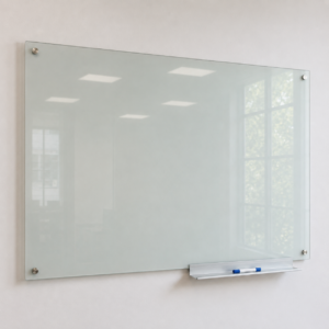 Pizarra de vidrio arenada de 120 x 80 cm para oficina