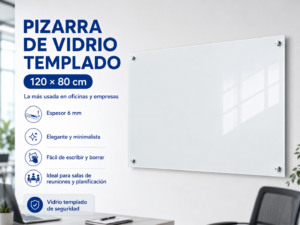 Pizarra de vidrio 120 x 80 cm rectangular